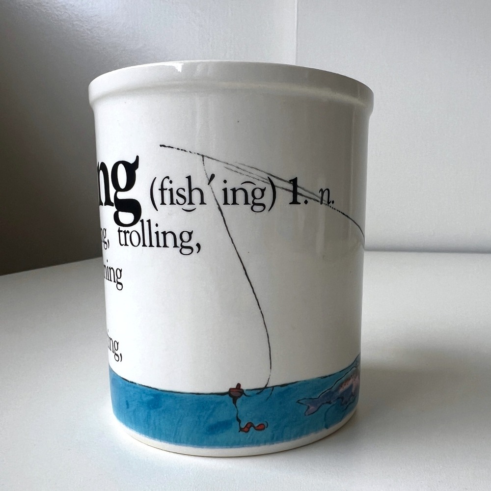 Vintage Enesco Fishing Definition Mug Beard McKie Well Defined Dictionary Japan - Picture 2 of 8